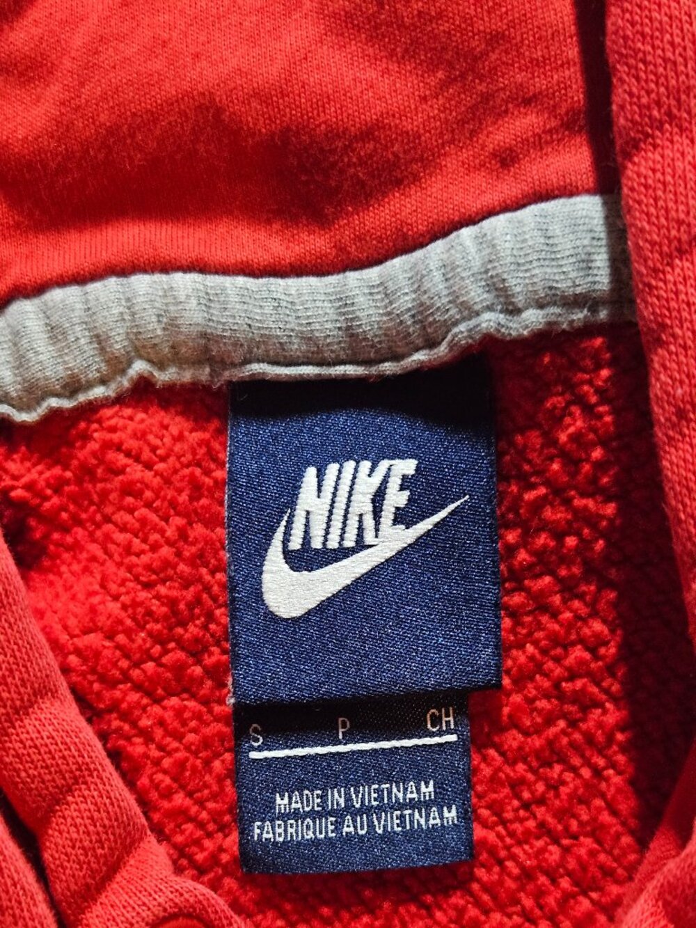 Nike Mens Small Red Fleece Pullover Hoodie White Embroidered Swoosh Sweatshirt - Picture 5 of 5